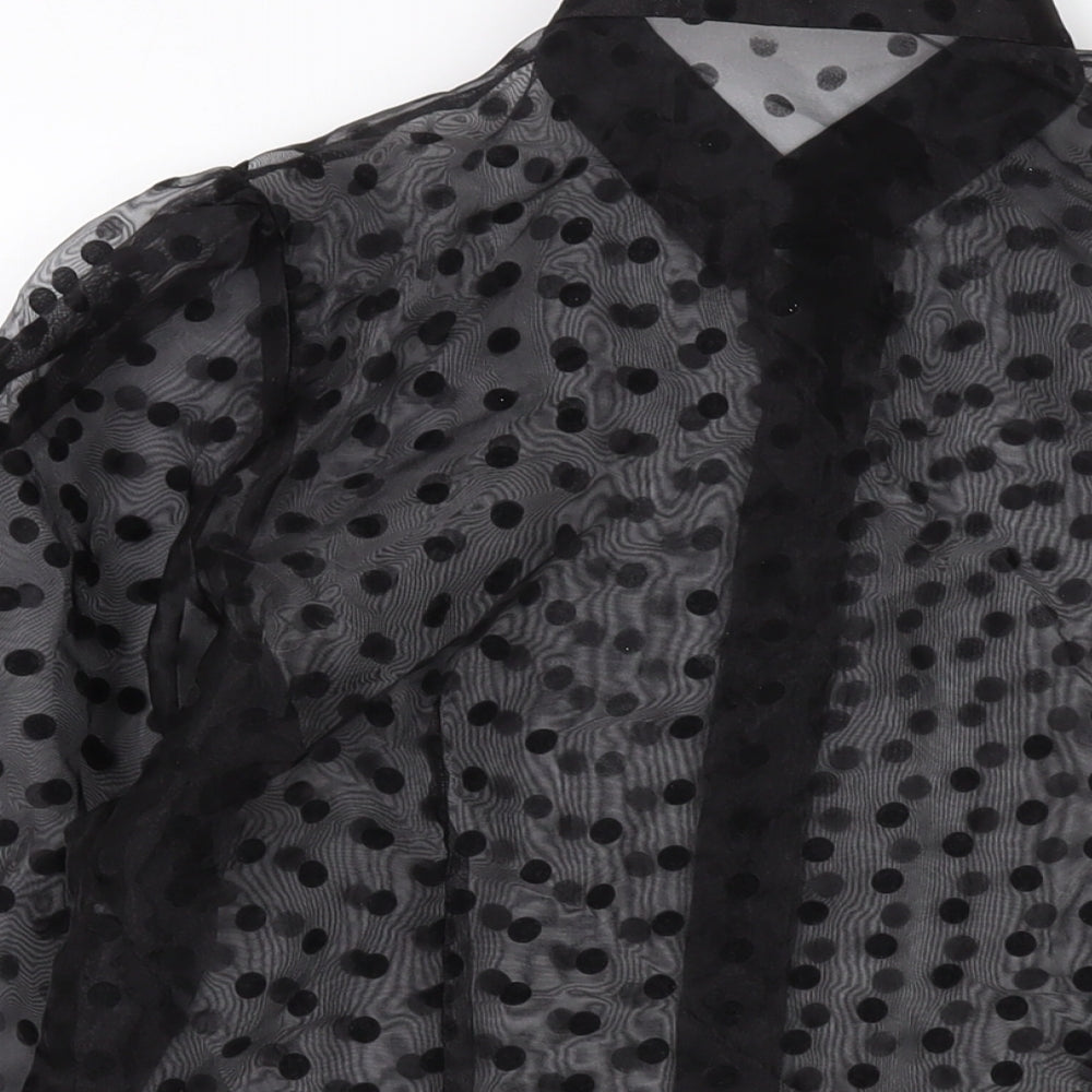 IVIVI Womens Black Polka Dot Polyester Basic Button-Up Size M Collared