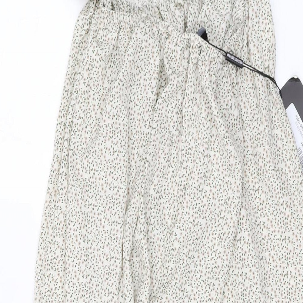 PRETTYLITTLETHING Womens Beige Floral Polyester Maxi Size 16 V-Neck Tie