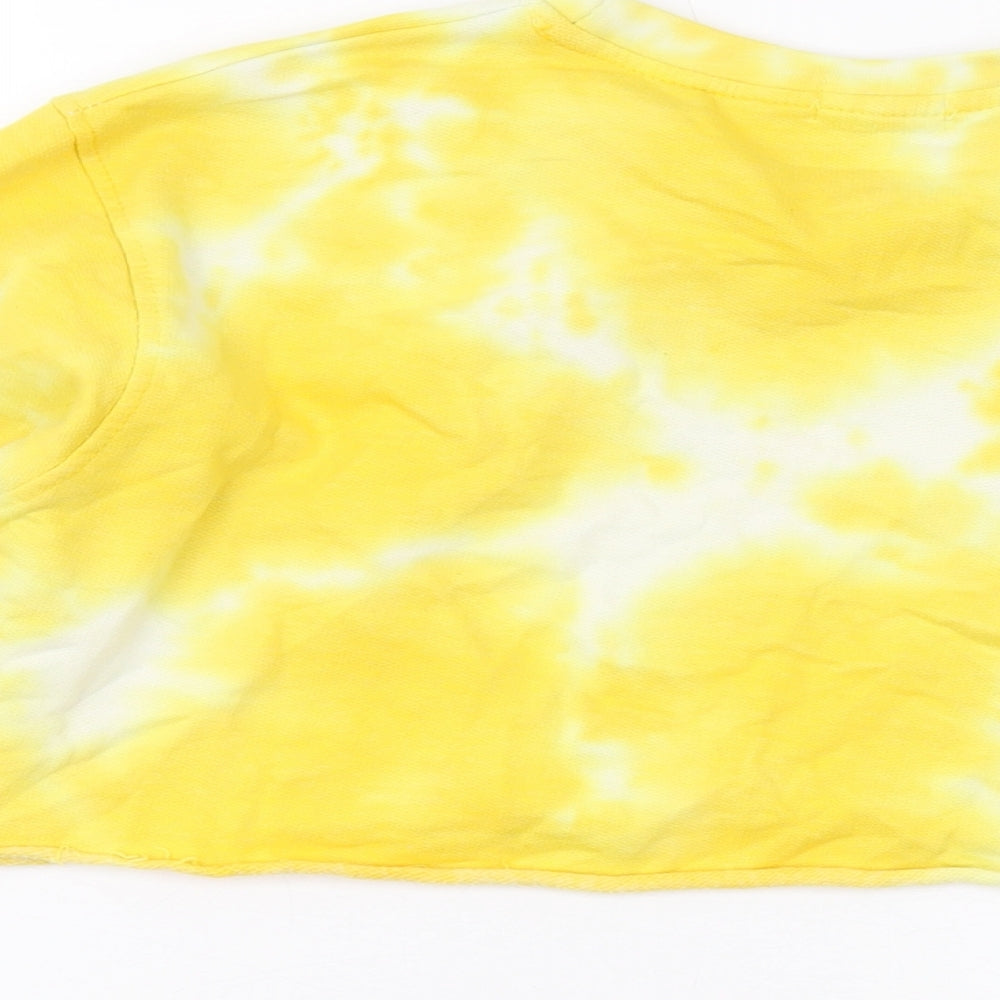 PRETTYLITTLETHING Womens Yellow Cotton Pullover Sweatshirt Size 4 Pullover