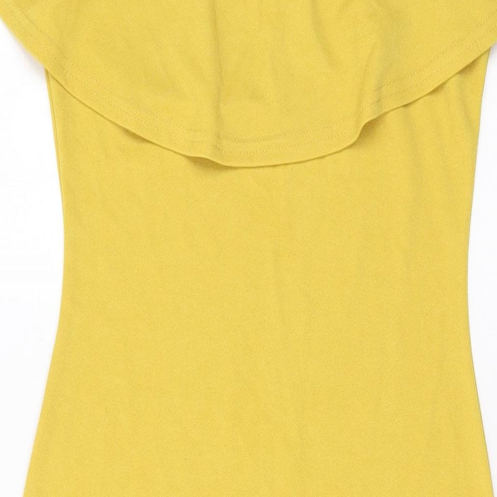 Dolly Diva Womens Yellow Polyester Bodycon Size 12 Round Neck Pullover