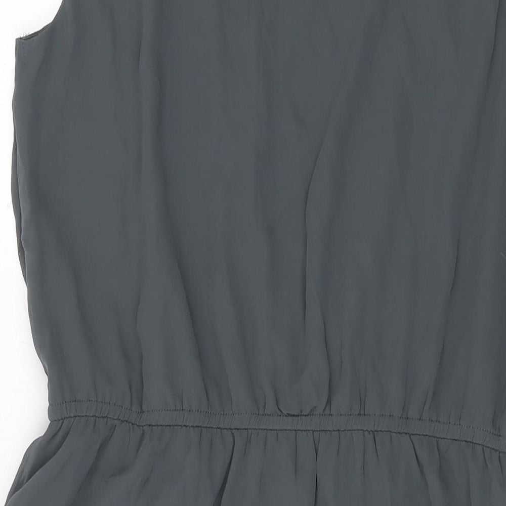 Only Womens Grey Polyester A-Line Size 14 Round Neck Button
