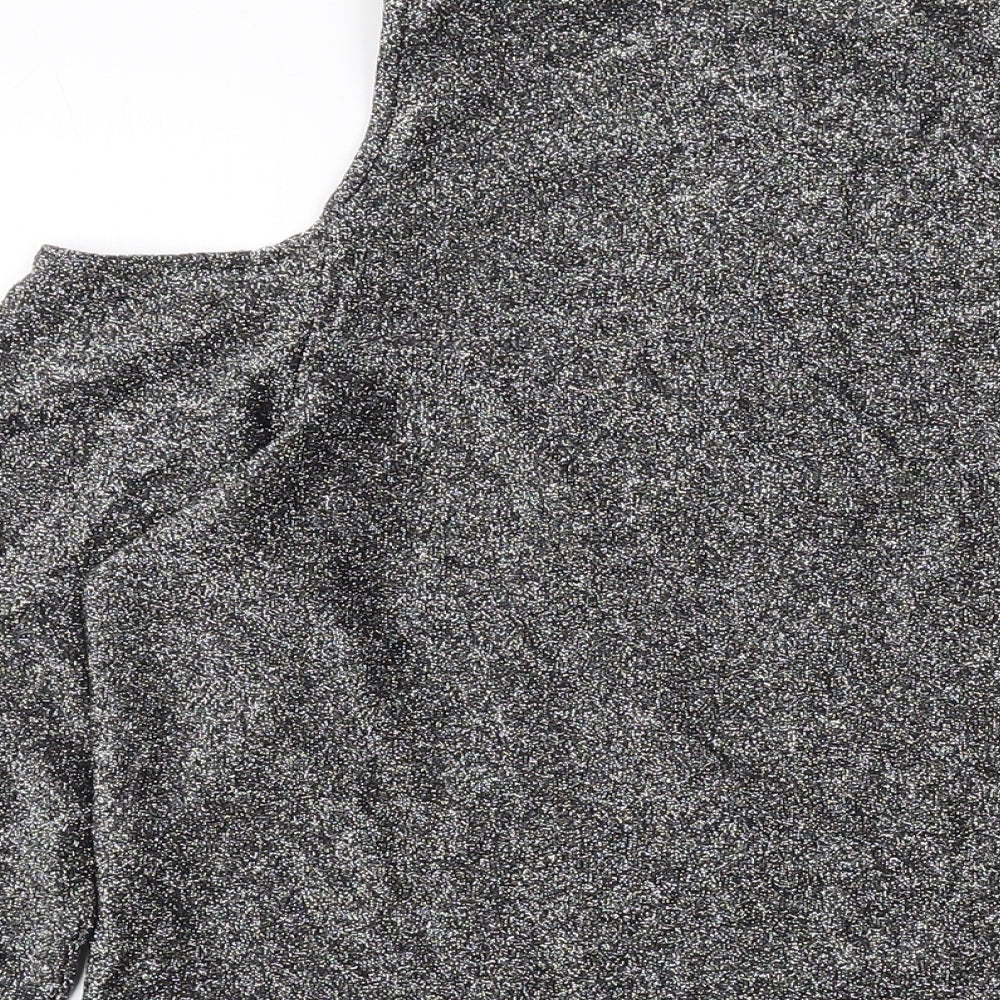 Dorothy Perkins Womens Silver Polyester Basic Blouse Size 18 Round Neck