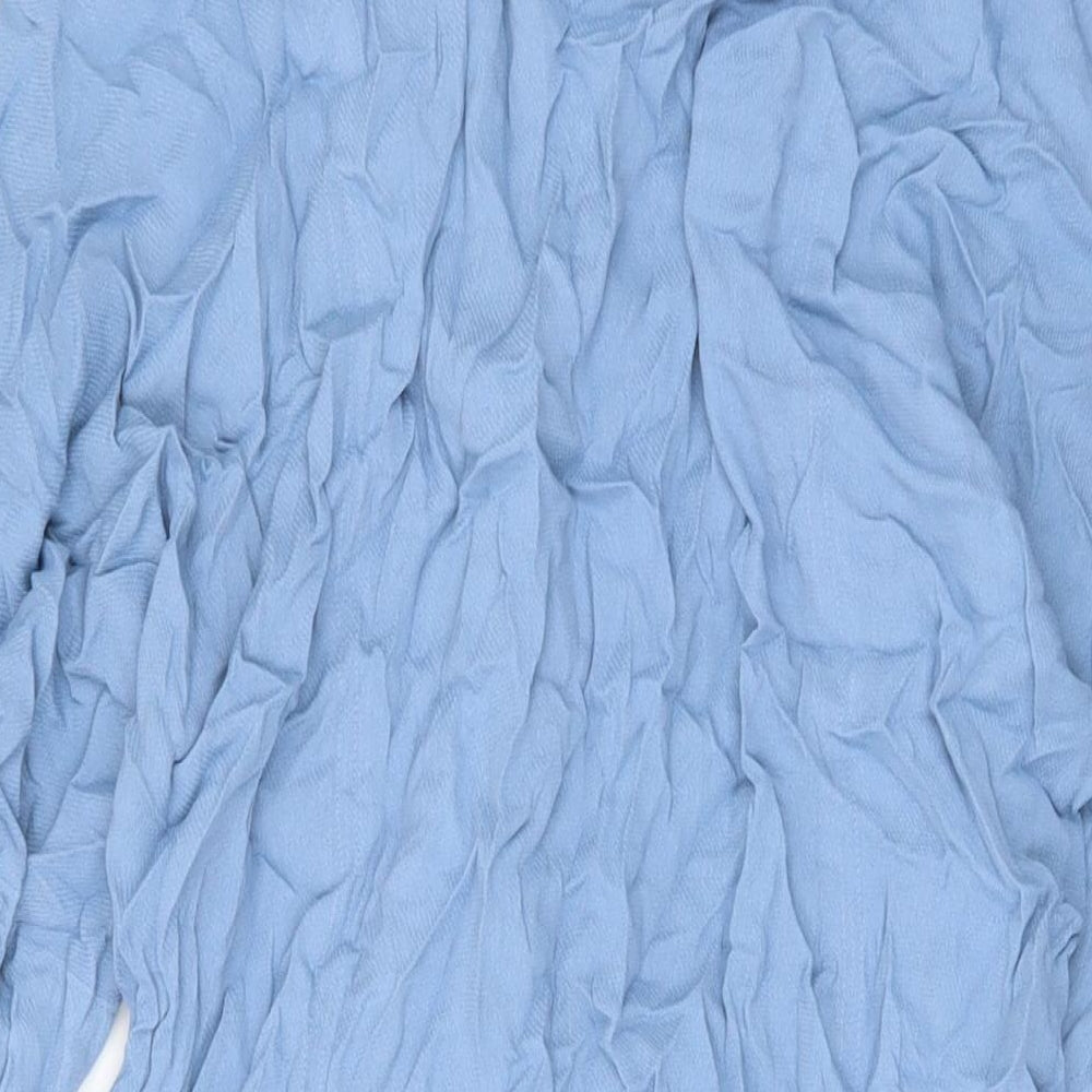 Next Womens Blue Viscose A-Line Size 12 V-Neck Button