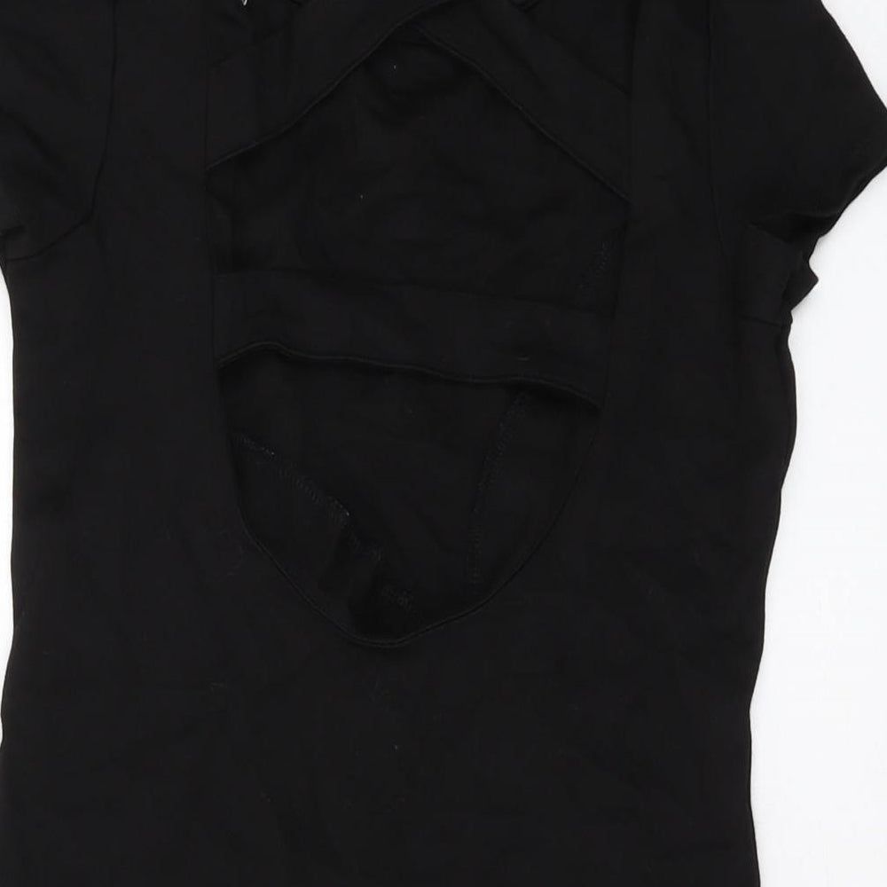 Red Herring Womens Black Viscose Mini Size 8 Round Neck Pullover