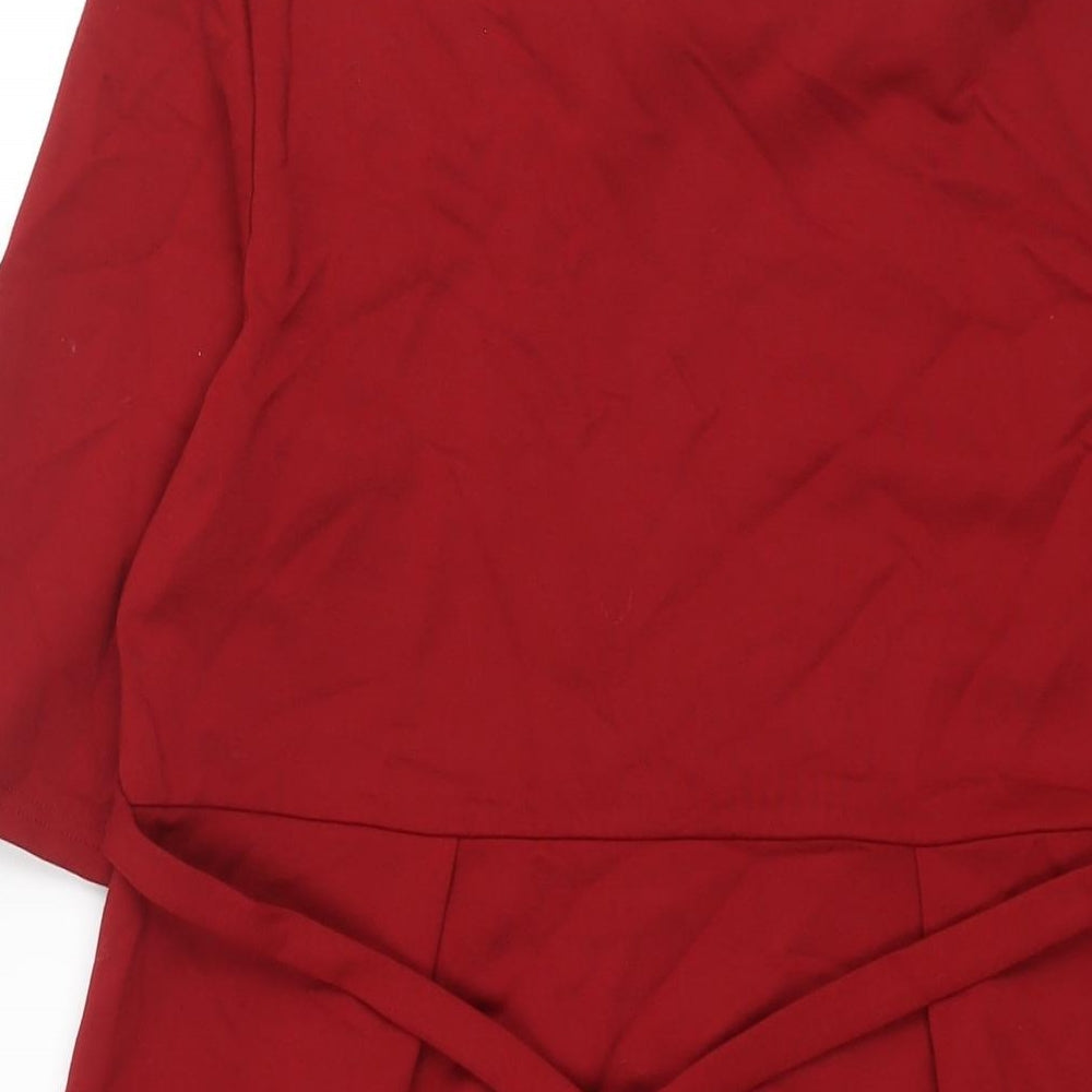 Stylist Pick Womens Red Viscose A-Line Size 12 Round Neck Pullover - Belted