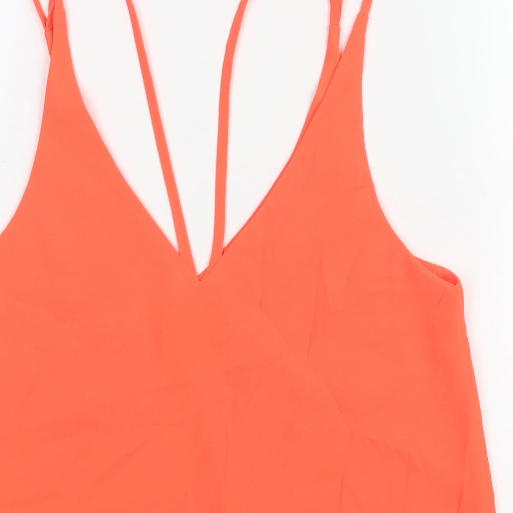 Topshop Womens Pink Polyester Camisole Blouse Size 8 V-Neck - Neon