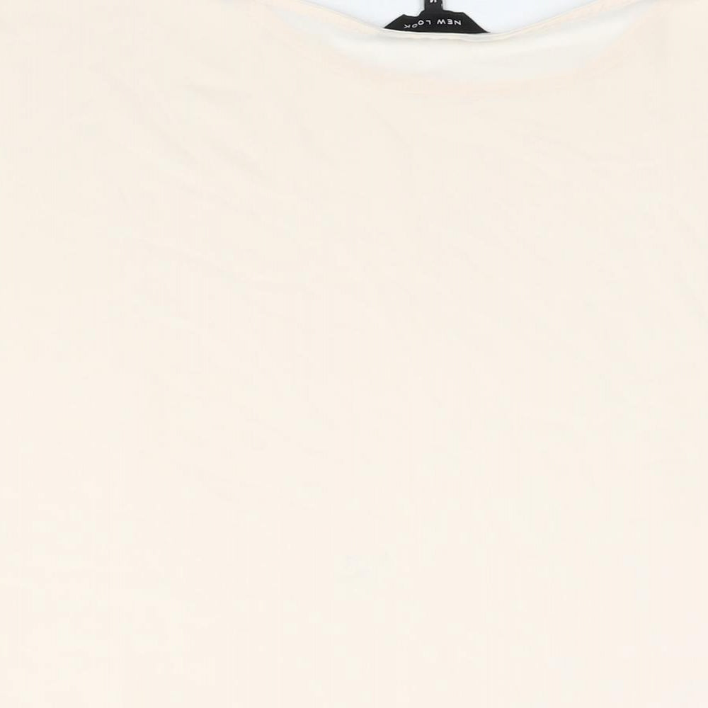 New Look Womens Ivory Polyester Basic Blouse Size 14 Round Neck - Semi Sheer