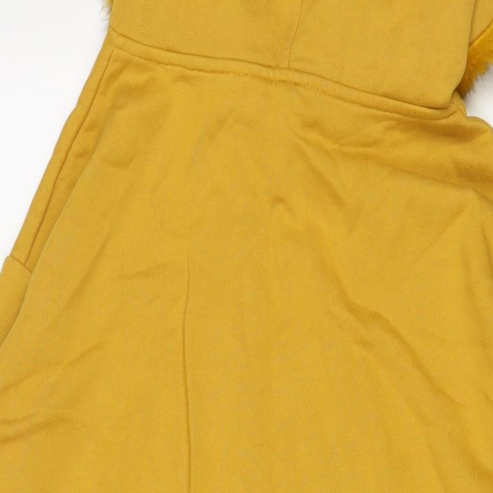 River Island Womens Yellow Cotton Pullover Hoodie Size 8 Pullover