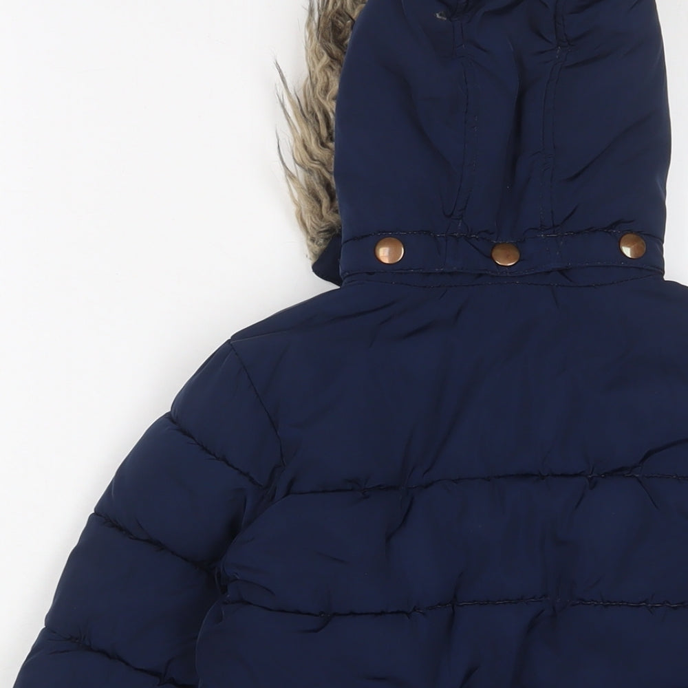 John Lewis Boys Blue Basic Coat Coat Size 3 Years Zip