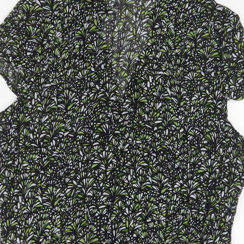 Per Se Womens Red Geometric Polyester Basic Button-Up Size 14 Collared - Pleated