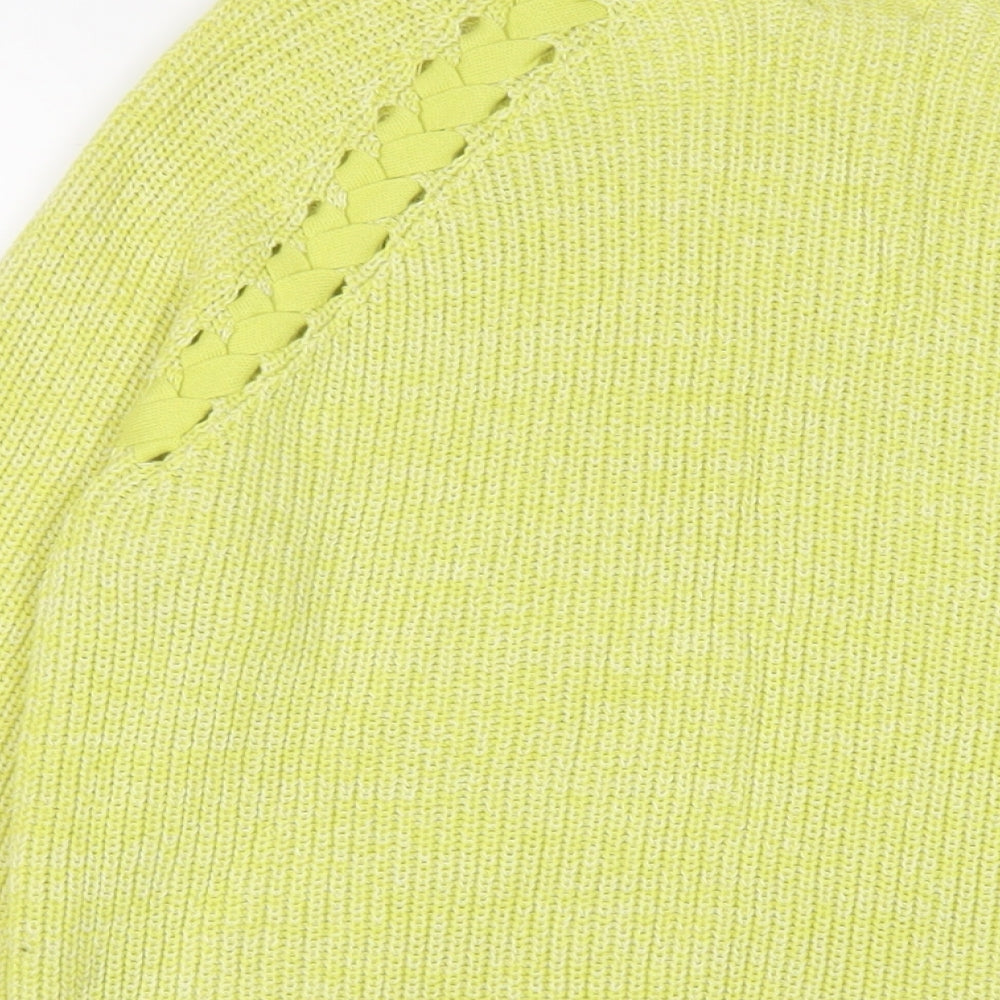 M&Co Womens Green Crew Neck Cotton Pullover Jumper Size 14