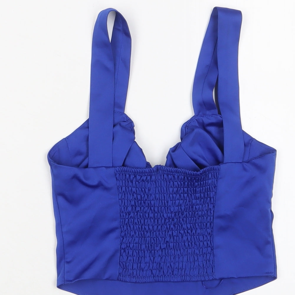 Bershka Womens Blue Polyester Camisole Tank Size S V-Neck
