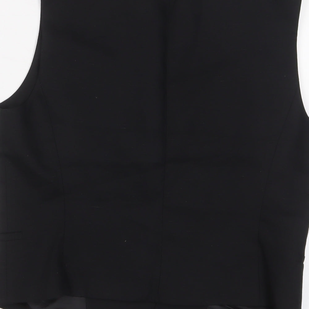 Zara Mens Black Striped Polyester Jacket Suit Waistcoat Size S Regular