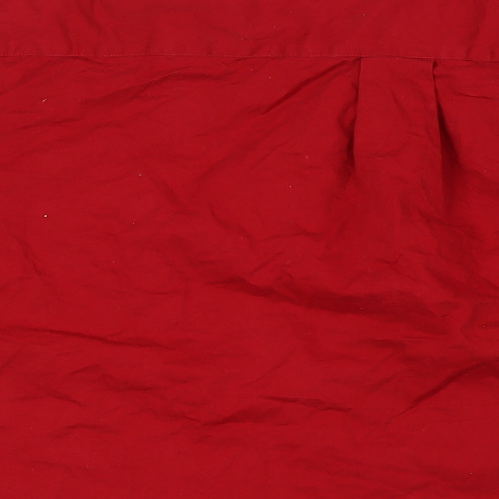 Chaps Mens Red Cotton Button-Up Size L Collared Button
