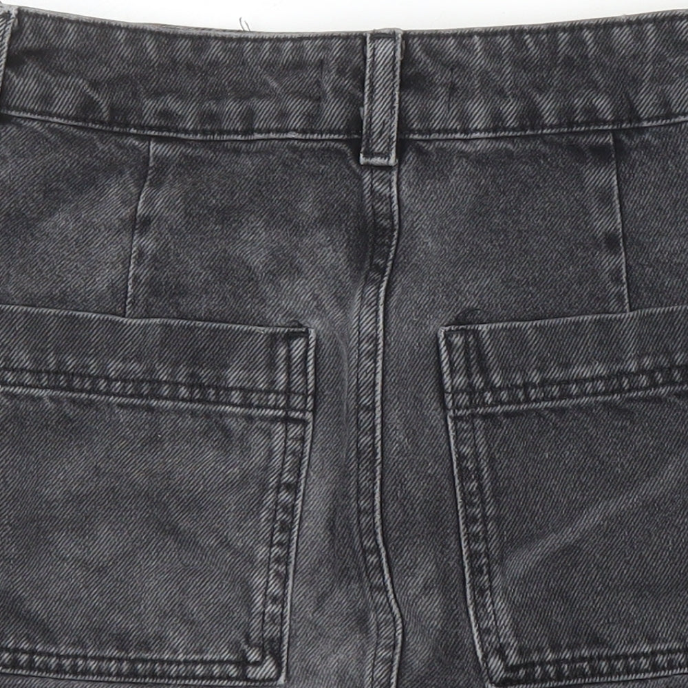 Top Shop Womens Black Herringbone Cotton Mini Skirt Size 6