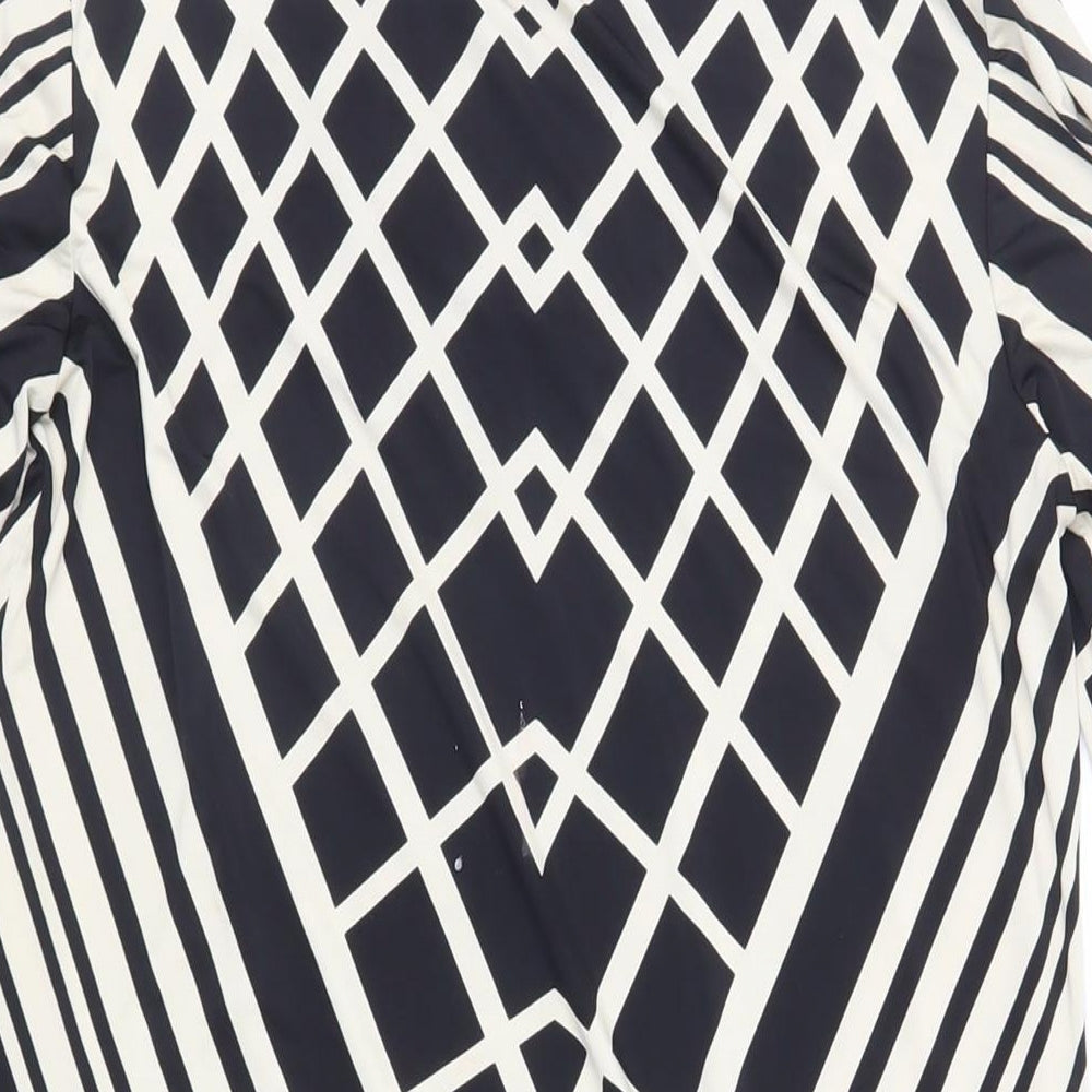 Wallis Womens Black Geometric Viscose Tunic Blouse Size S Round Neck - Keyhole Neckline