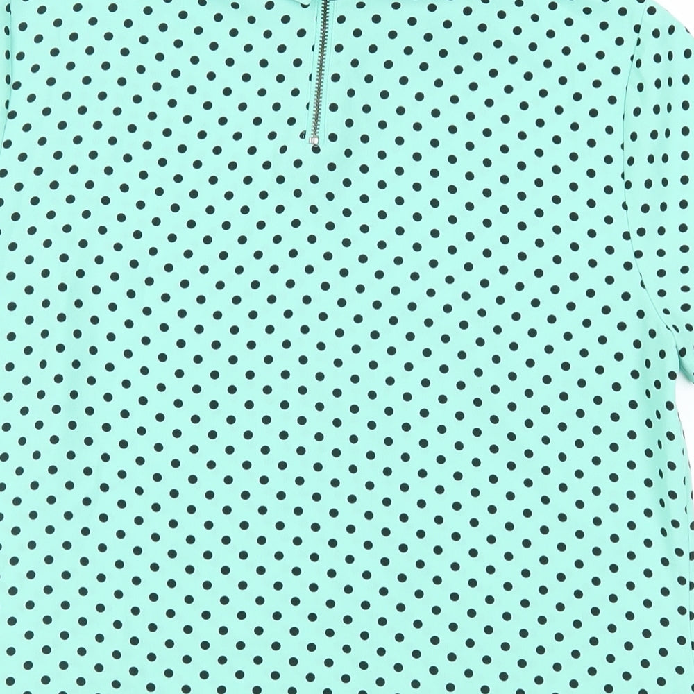Marks & Spencer Womens Green Polka Dot Polyester Basic Blouse Size 10 Collared