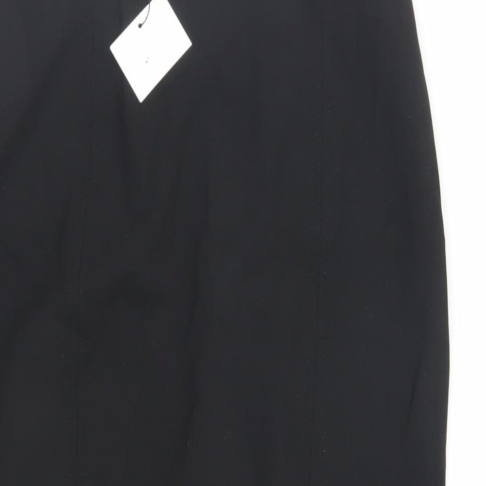 Zara Womens Black Polyester Straight & Pencil Skirt Size S Zip