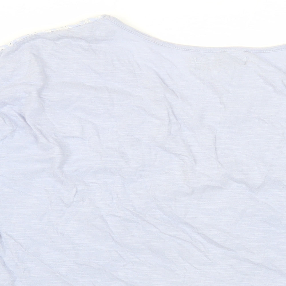 NEXT Womens Blue Cotton Basic T-Shirt Size 16 Boat Neck - Embroidered