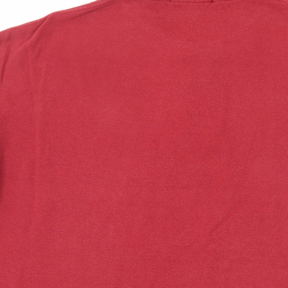 Marks & Spencer Mens Red Cotton Polo Size M Collared Button