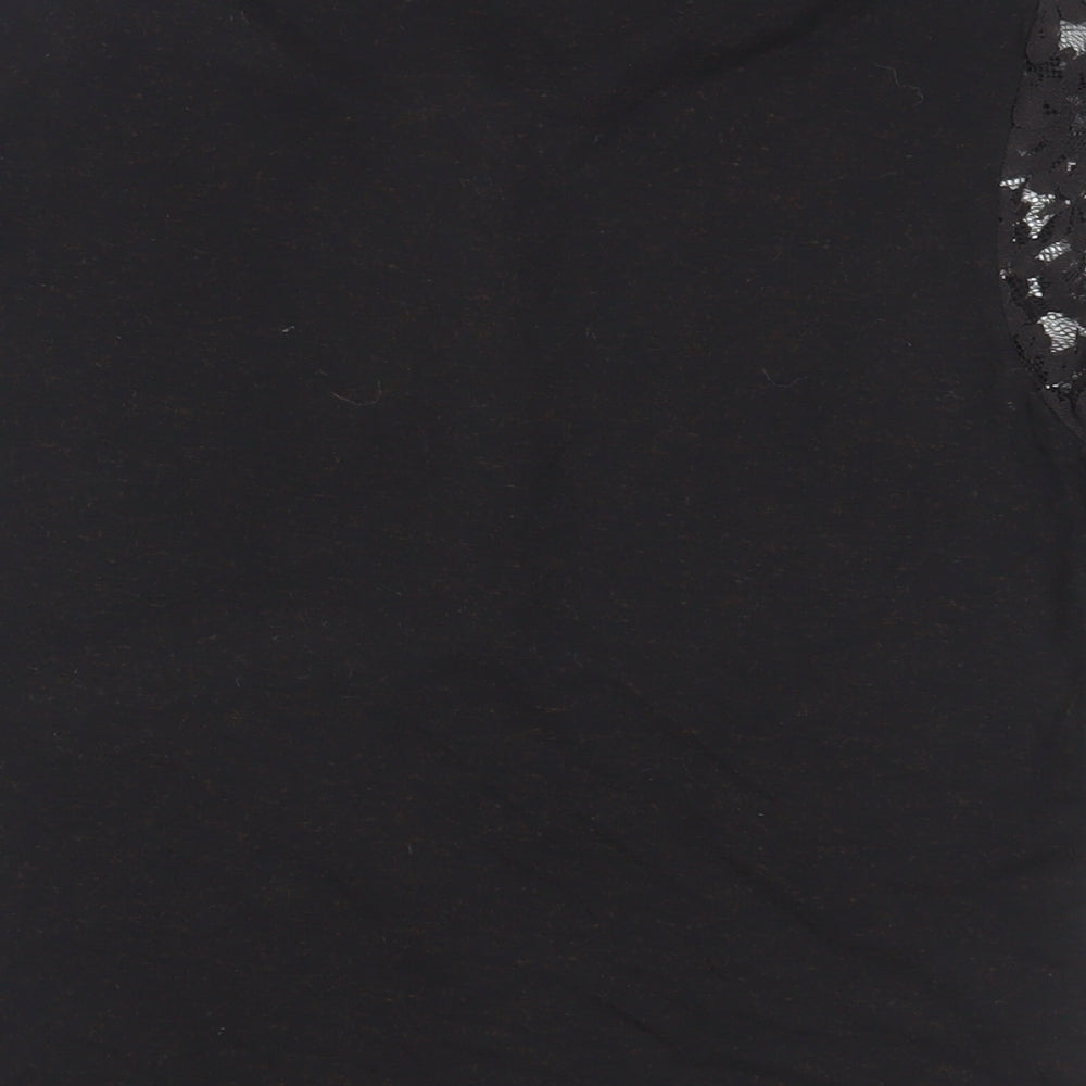 Per Una Womens Black Viscose Basic Blouse Size 12 Collared - Lace Detail