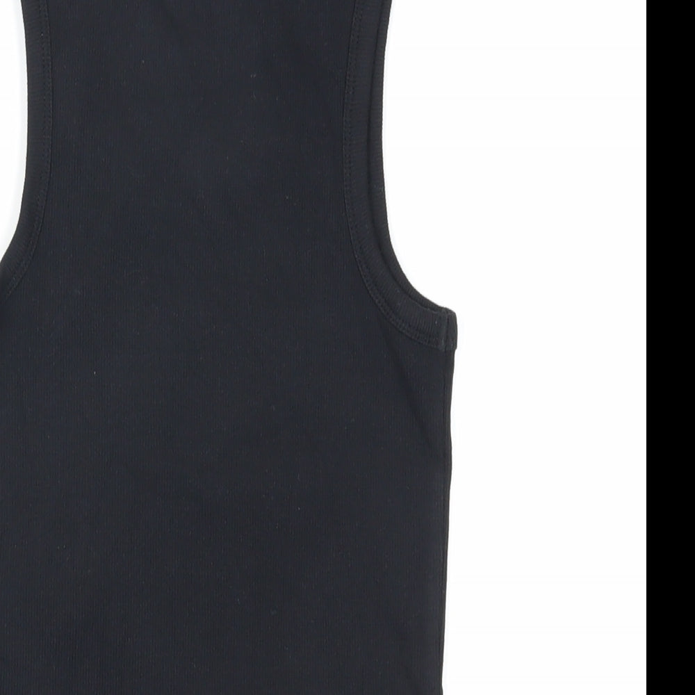 Friends Womens Black Cotton Basic Tank Size XS Round Neck