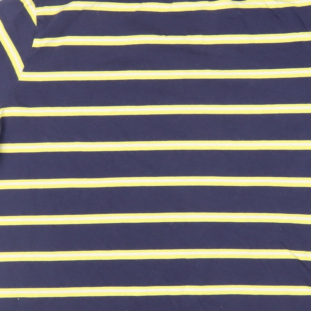 Topshop Womens Blue Striped Cotton Basic T-Shirt Size 12 Crew Neck