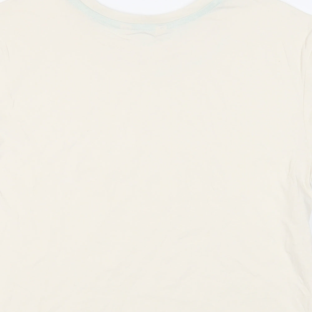 Marks & Spencer Womens Ivory Cotton Basic T-Shirt Size S Crew Neck - Good Things