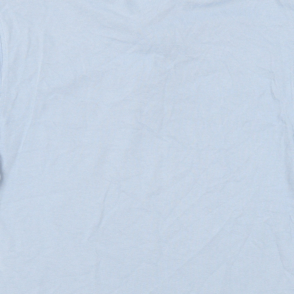 Marks & Spencer Mens Blue Cotton Polo Size M Collared Button