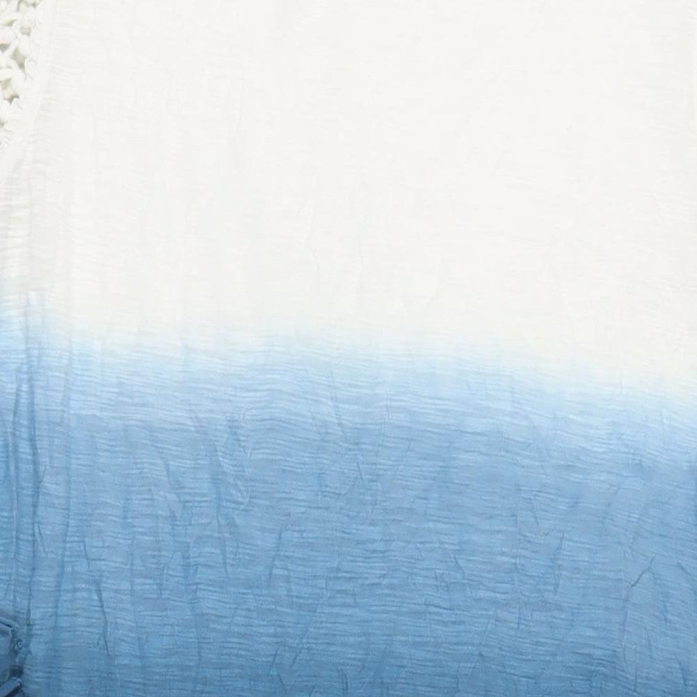 NEXT Womens Blue Cotton Tunic T-Shirt Size 14 Round Neck - Fringe Detail