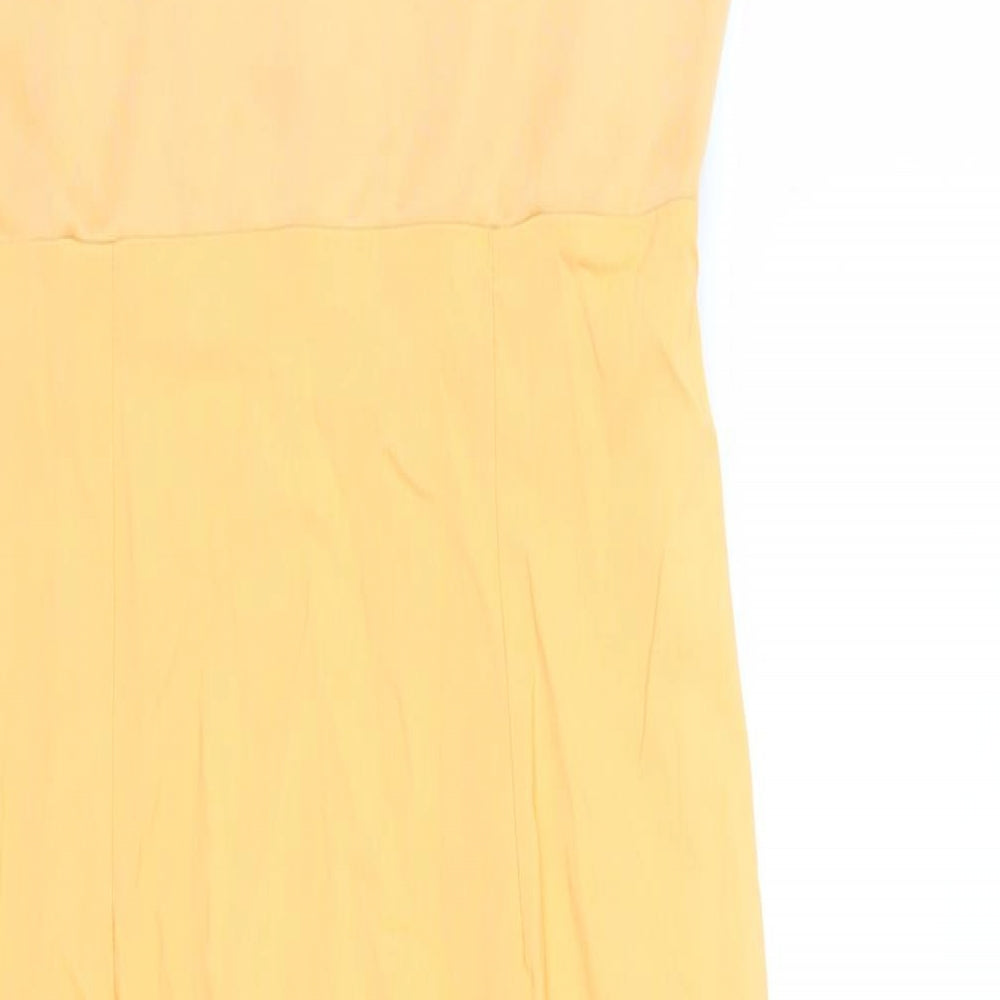 Vesper Womens Orange Polyester Pencil Dress Size 12 V-Neck Zip