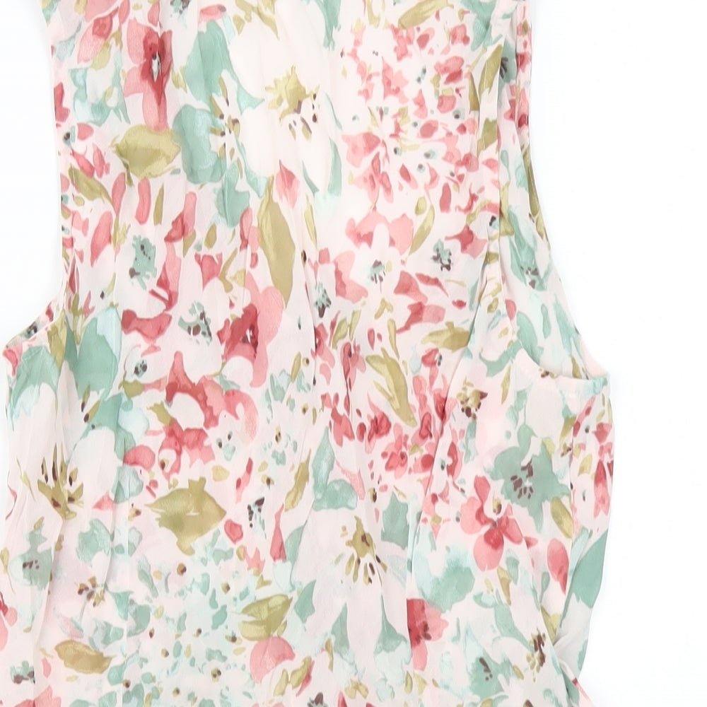 Per Una Womens Multicoloured Floral Viscose Basic Tank Size 12 Scoop Neck
