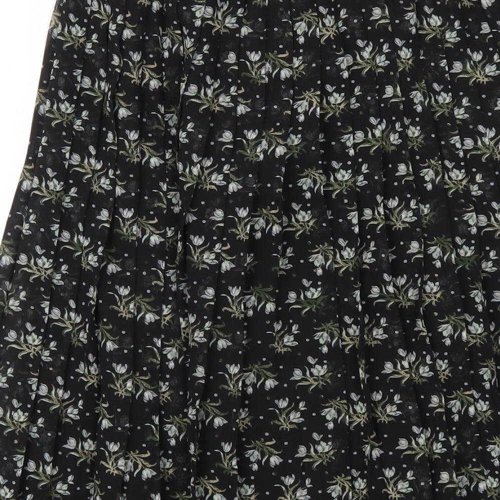 Uniqlo Womens Black Floral Polyester Pleated Skirt Size XS