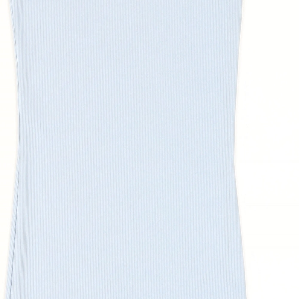 Spotted Womens Blue Polyester Bodycon Size XS Round Neck Pullover