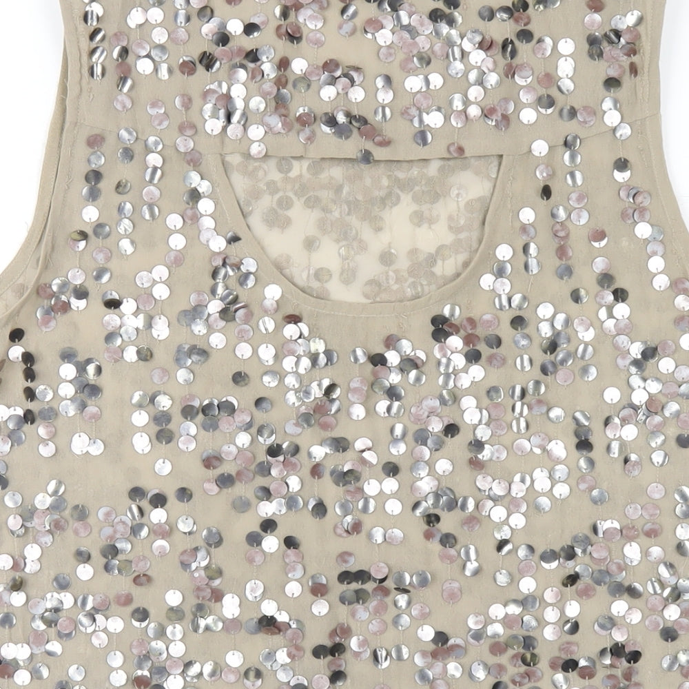 River Island Womens Beige Polyester Basic Tank Size 12 Round Neck