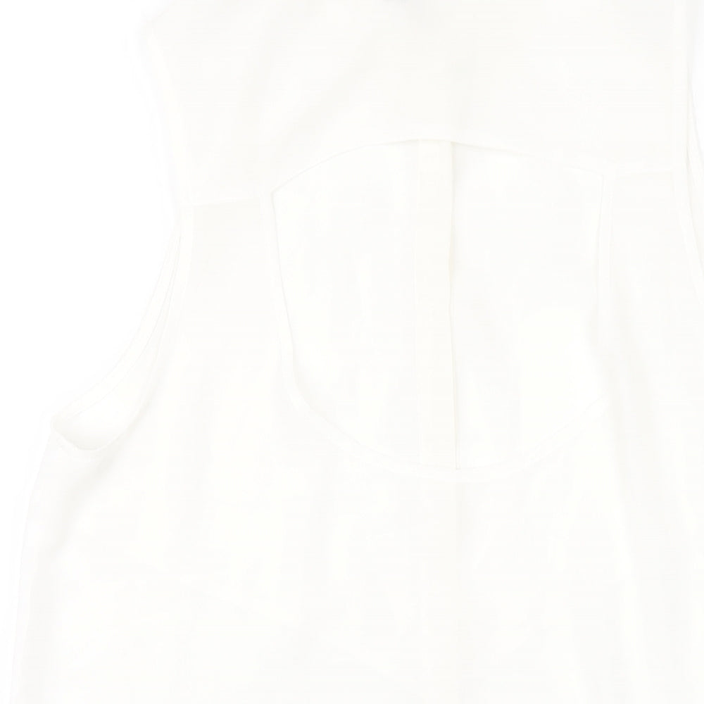 H&M Womens White Polyester Basic Button-Up Size 12 Collared