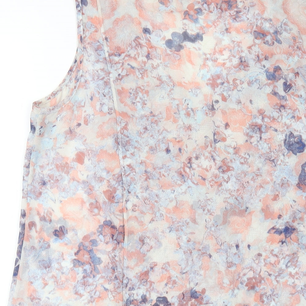 Warehouse Womens Multicoloured Geometric Polyester Basic Tank Size 12 V-Neck