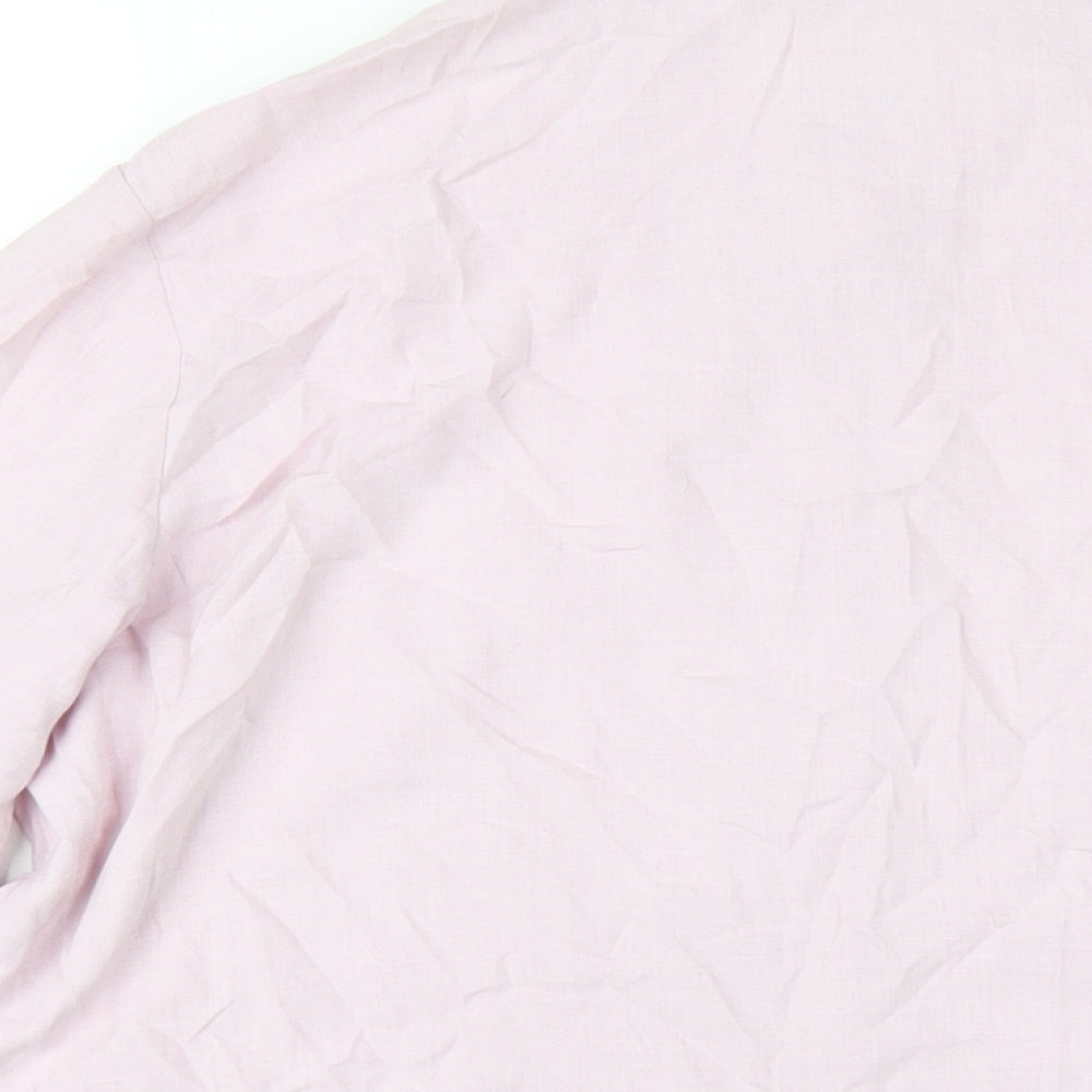 Marks & Spencer Womens Pink Viscose Basic Button-Up Size 16 Collared