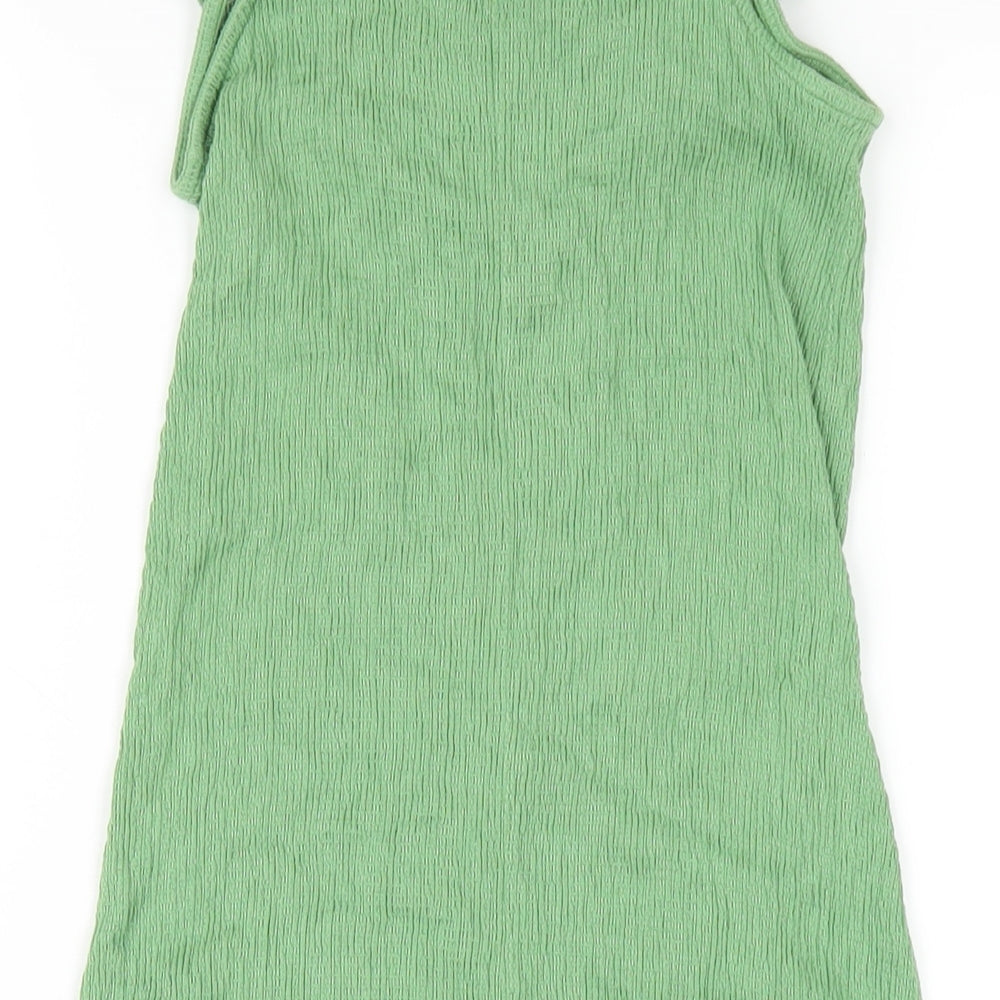 Zara Womens Green Viscose Bodycon Size S V-Neck Pullover