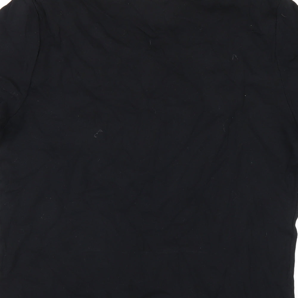 Marks & Spencer Womens Black Cotton Basic T-Shirt Size 14 Round Neck