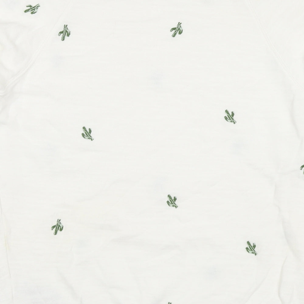 Marks & Spencer Womens White Geometric Cotton Pullover Sweatshirt Size 6 Pullover