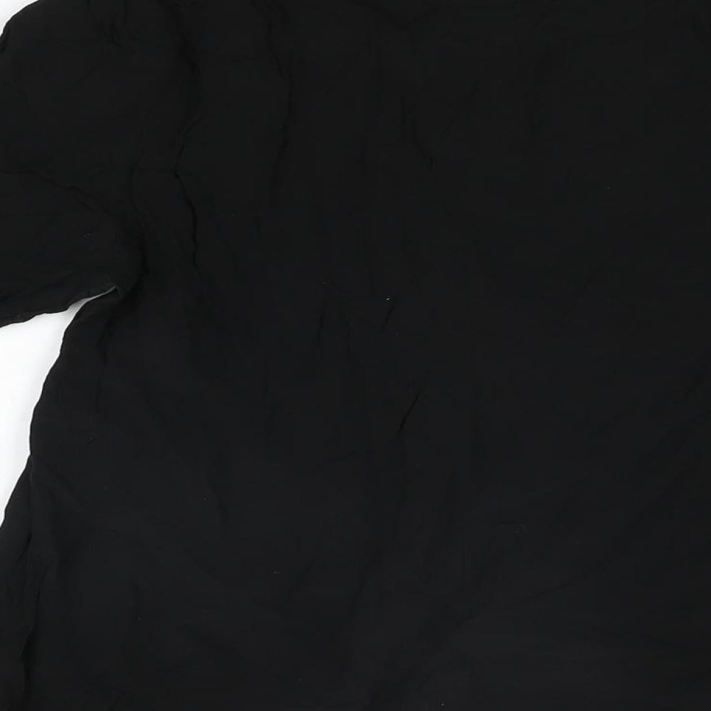 Zara Womens Black Viscose Basic T-Shirt Size S V-Neck