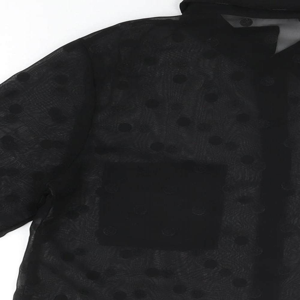 American Apparel Womens Black Polka Dot Polyester Basic Button-Up Size S Collared
