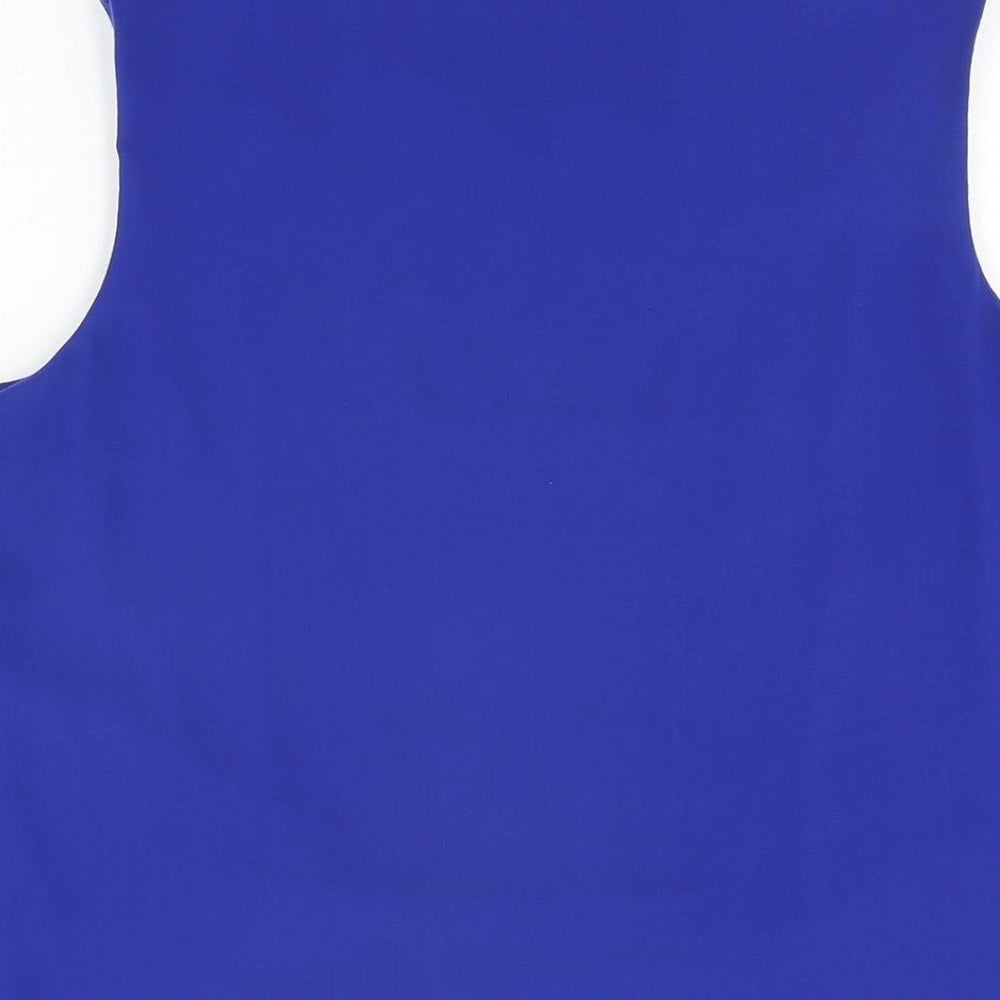 Marks & Spencer Womens Blue Polyester Basic Blouse Size 12 Round Neck
