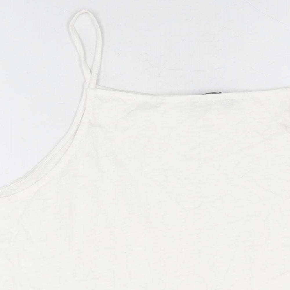 Marks & Spencer Womens White Cotton Basic T-Shirt Size 22 Square Neck