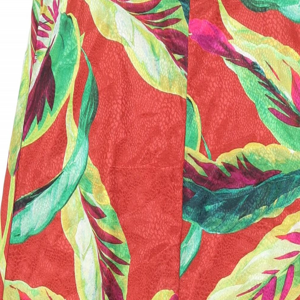 Et Vous Womens Red Geometric Polyester Maxi Size 8 V-Neck Pullover