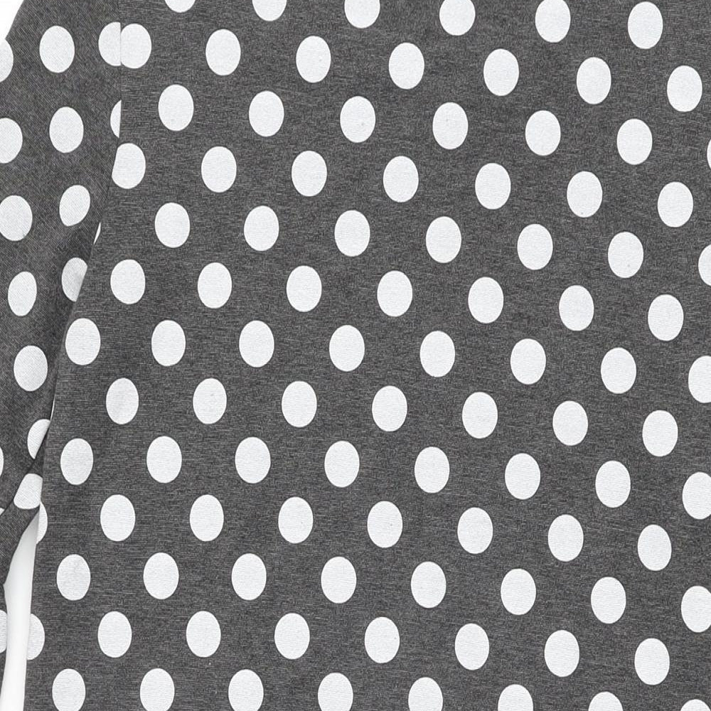 Roman Womens Grey Polka Dot Polyester Shift Size 12 Round Neck Pullover