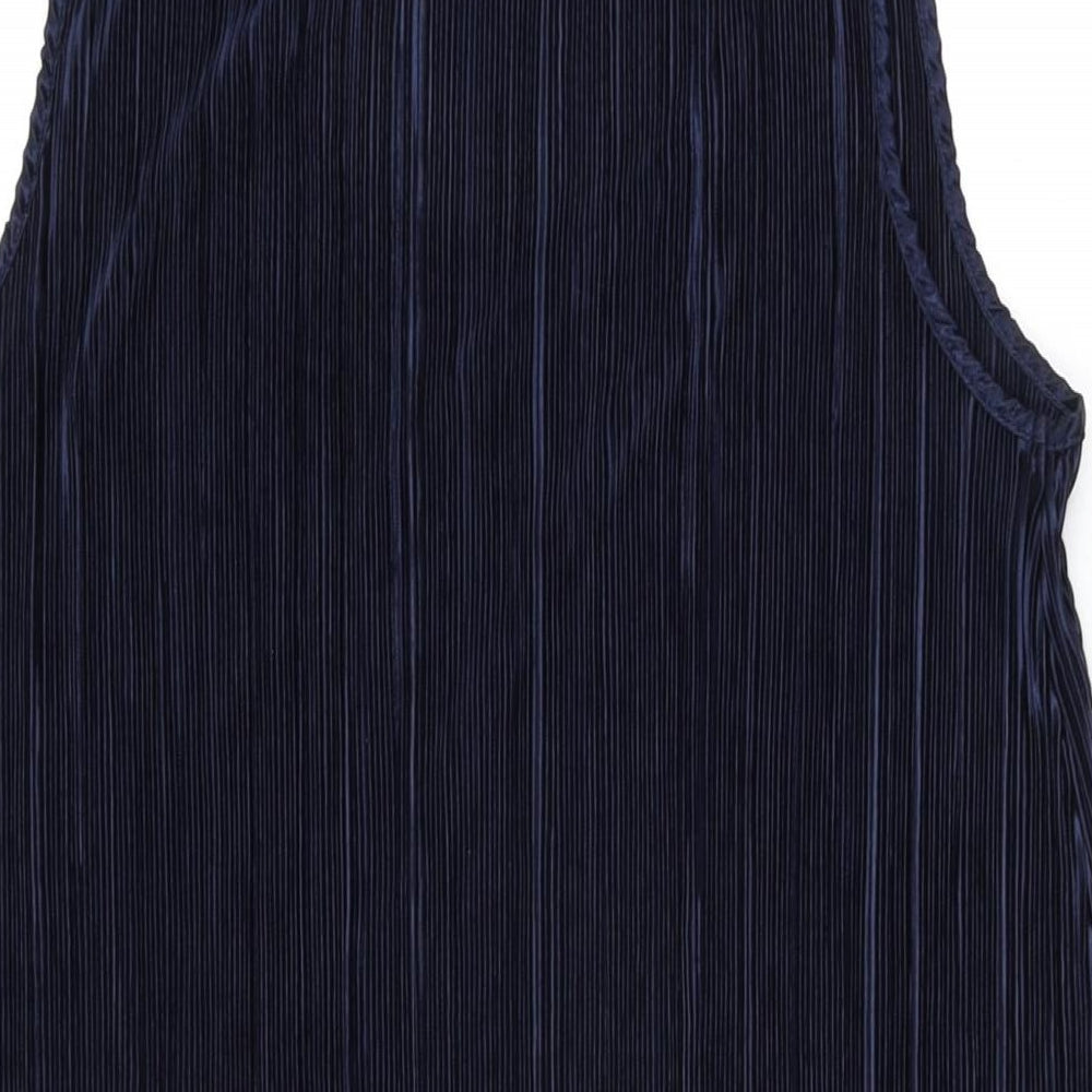 H&M Womens Blue Polyester Shift Size M Scoop Neck Pullover