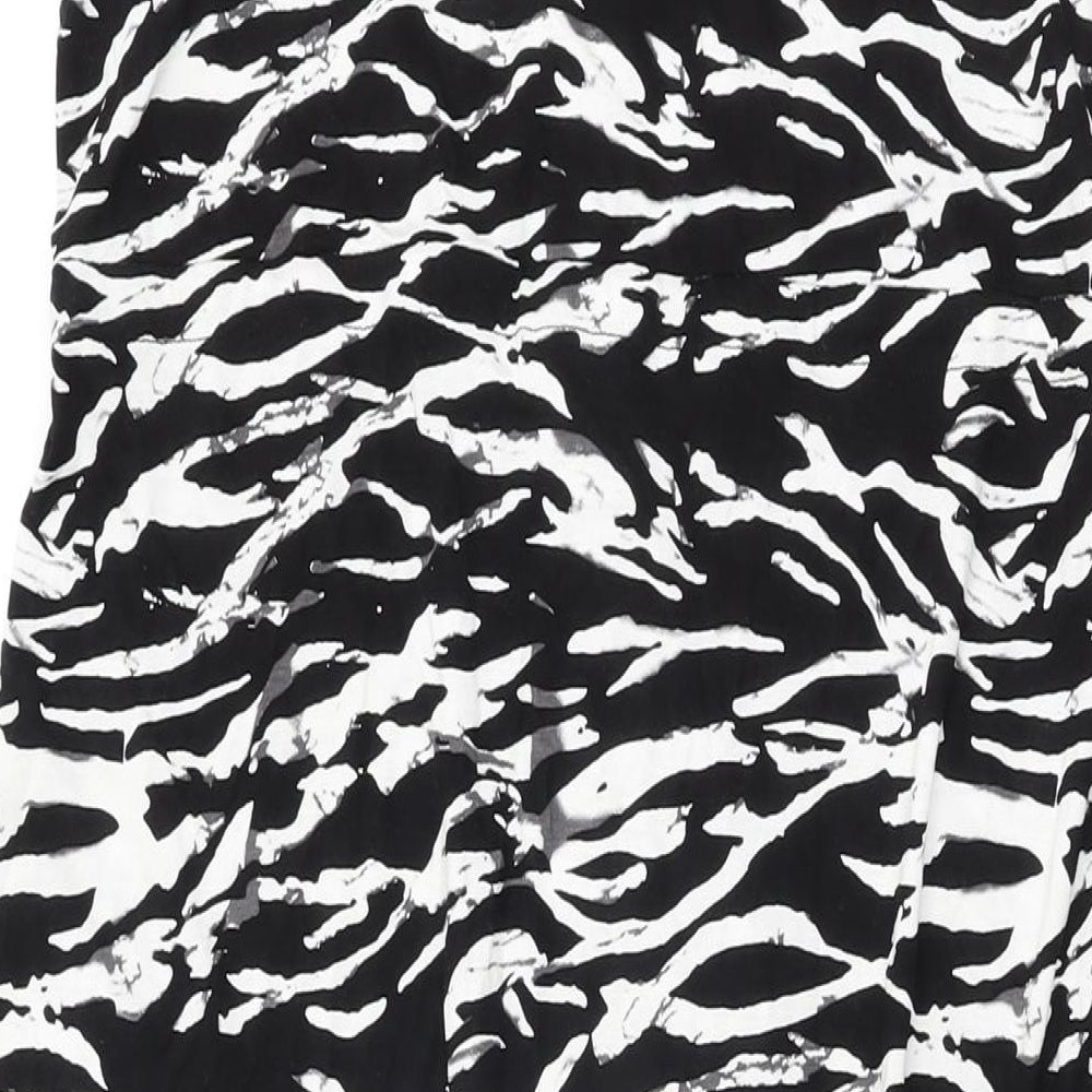 South Womens Black Animal Print Viscose Maxi Size 18 Round Neck Drawstring