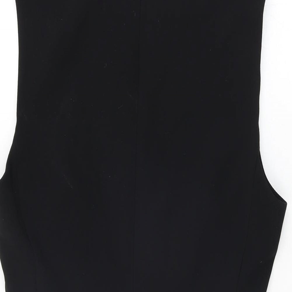 Zara Womens Black Polyester Mini Size S Round Neck Zip